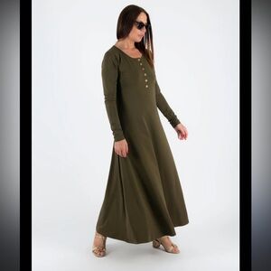 Lole Green Bishop Sleeve Midi Dress